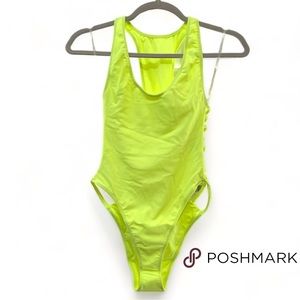 FOREVER 21 WOMENS SWIMSUIT ONE PIECE NEON YELLOW SZ SMALL NWT